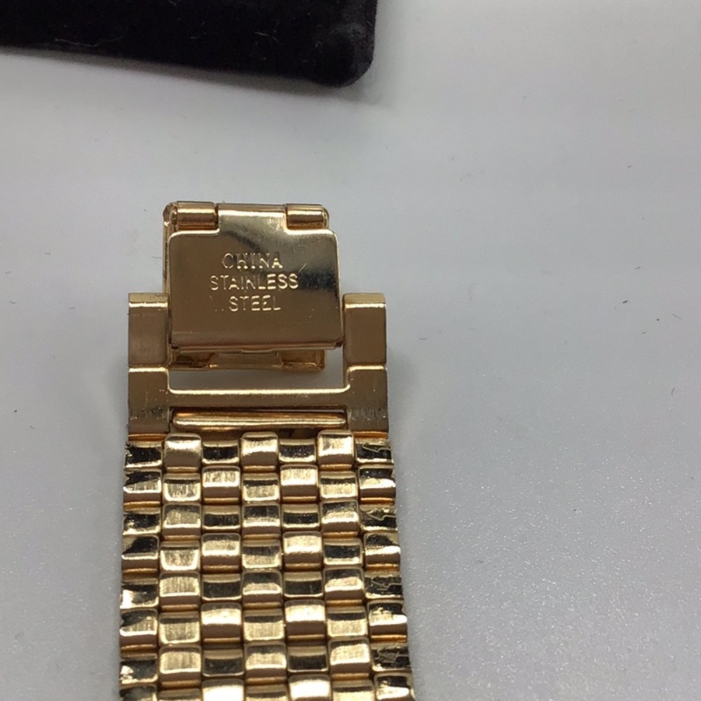 Gold Rectangular Crystal Embellished Watch - Picture 3 of 3